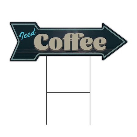Signmission Iced Coffee Arrow Yard Sign Funny Home Decor 30in Wide C-ARROW10-999805